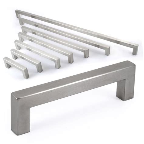 Brushed Nickel Square Bar Pull Cabinet Handle